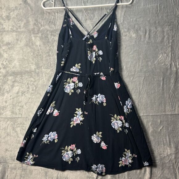 Abercrombie & Fitch Women's Navy Blue Floral Button Front Dress Size Small - Picture 5 of 10